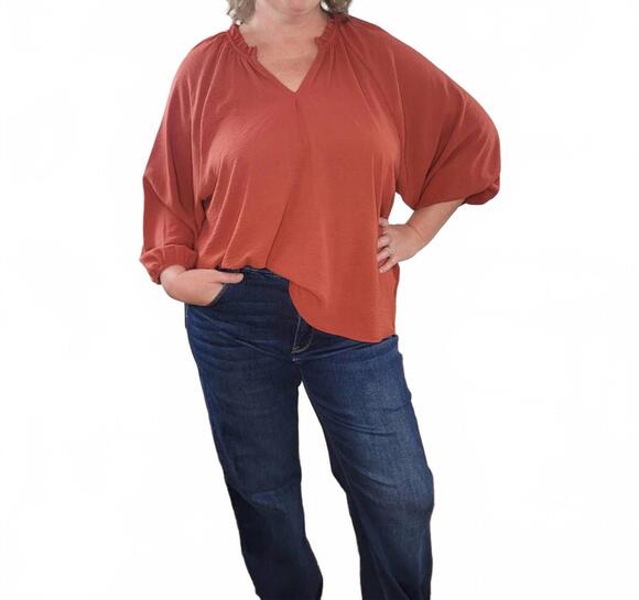EE:SOME Tops - NEW EE:SOME macie long sleeve, light weight dressy top with v-neck - plus in rus